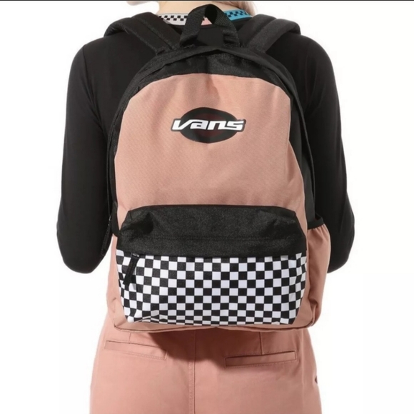 New Vans Street Sport Realm Backpack Rose Dawn Pink Black White Checkerboard 22L - Picture 5 of 6